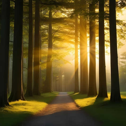 Sunlight through trees symbolizing personal clarity and awakening