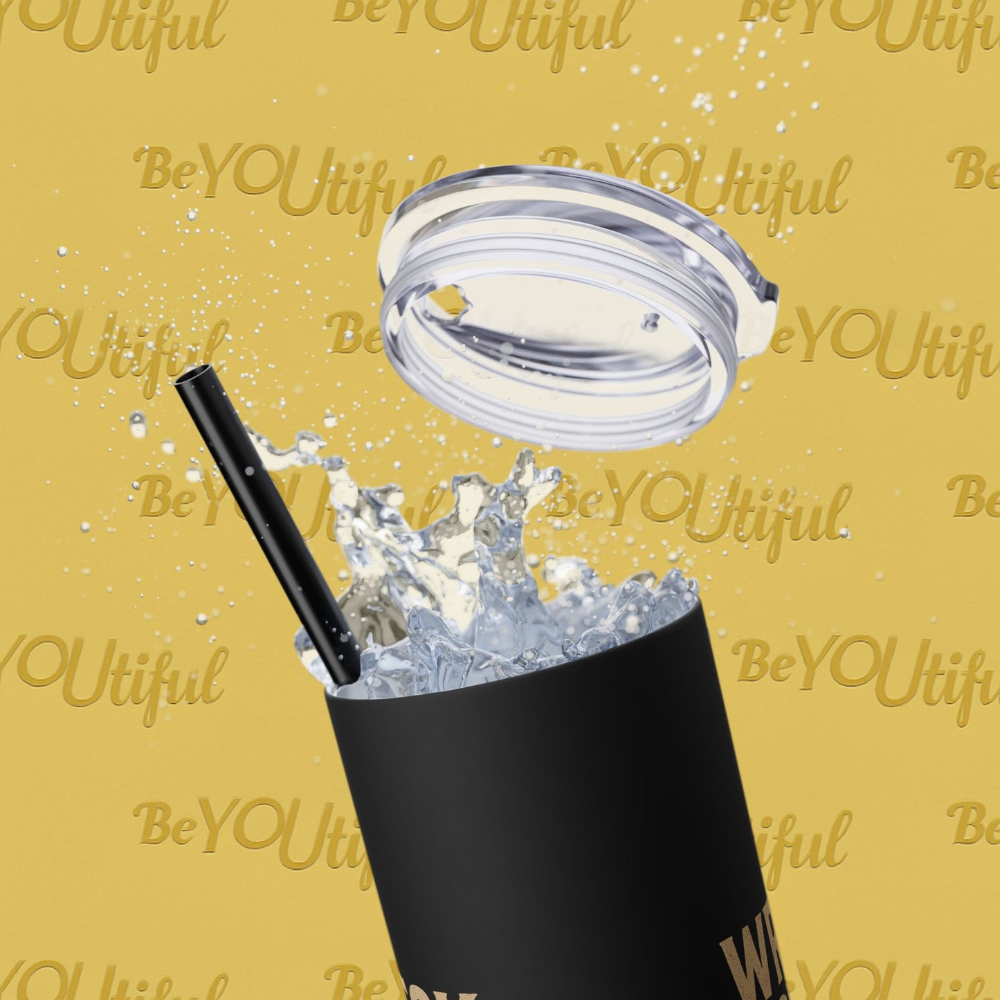 Wreck Shit With Love Inspirational Skinny Tumbler with Straw, 20oz - BeYOUtiful, Motivational Travel Mug, Perfect Gift for Her, Women’s Fitness Cup, Inspirational Mug