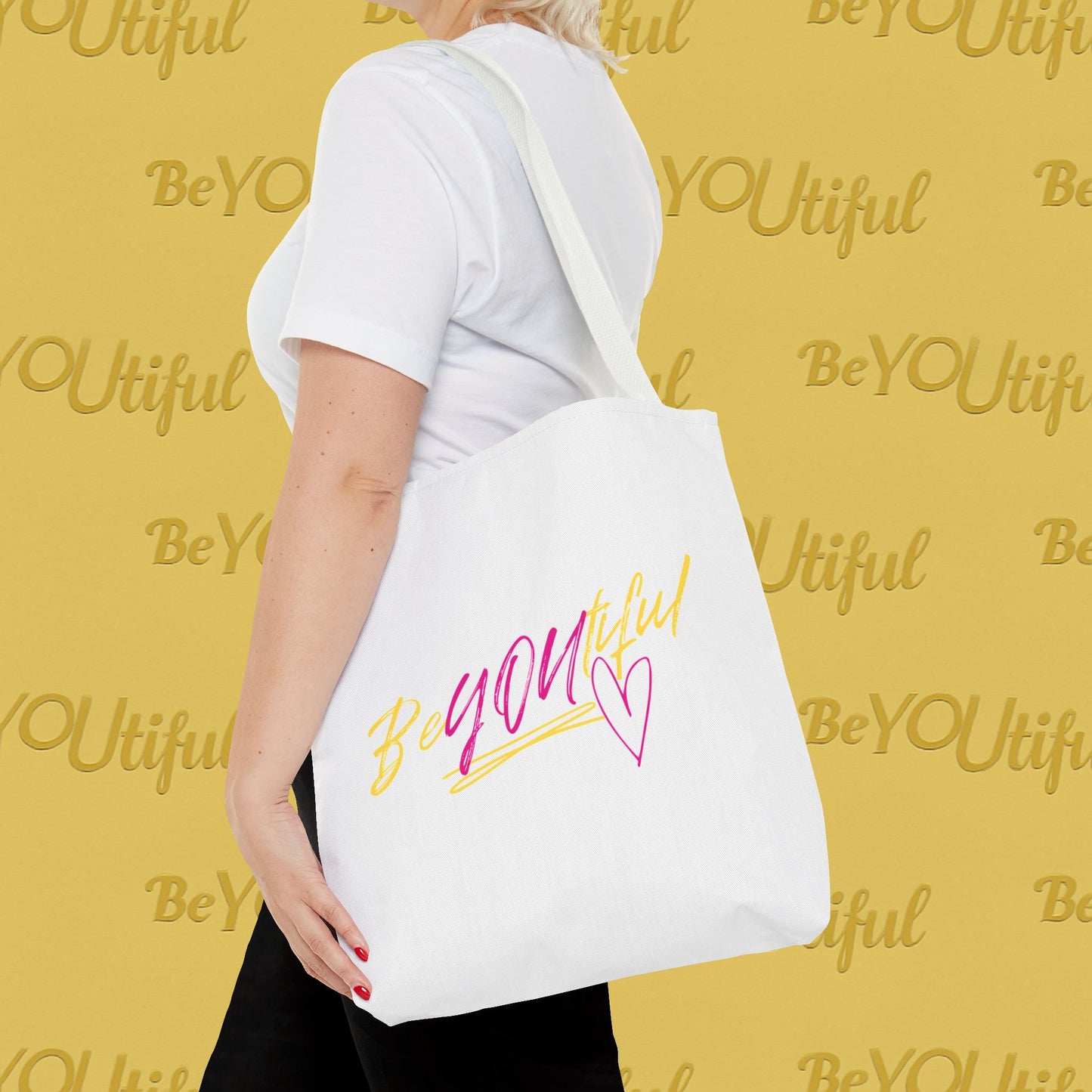 Vibrant Inspirational Tote Bag - BeYOUtiful, Eco-Friendly Gift, Stylish Everyday Bag, Travel Tote, Summer Accessory