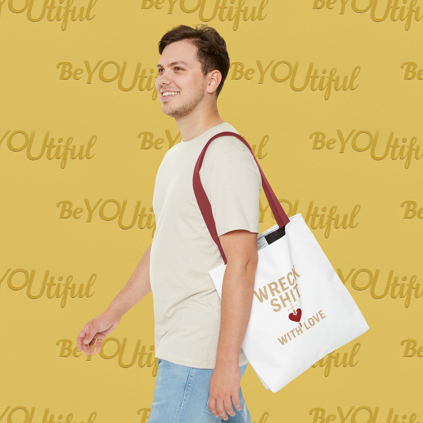 Wreck Shit With Love Inspirational Tote Bag - Wreck Shit With Love, Eco-Friendly Gift, Stylish Everyday Bag, Travel Tote, Summer Accessory