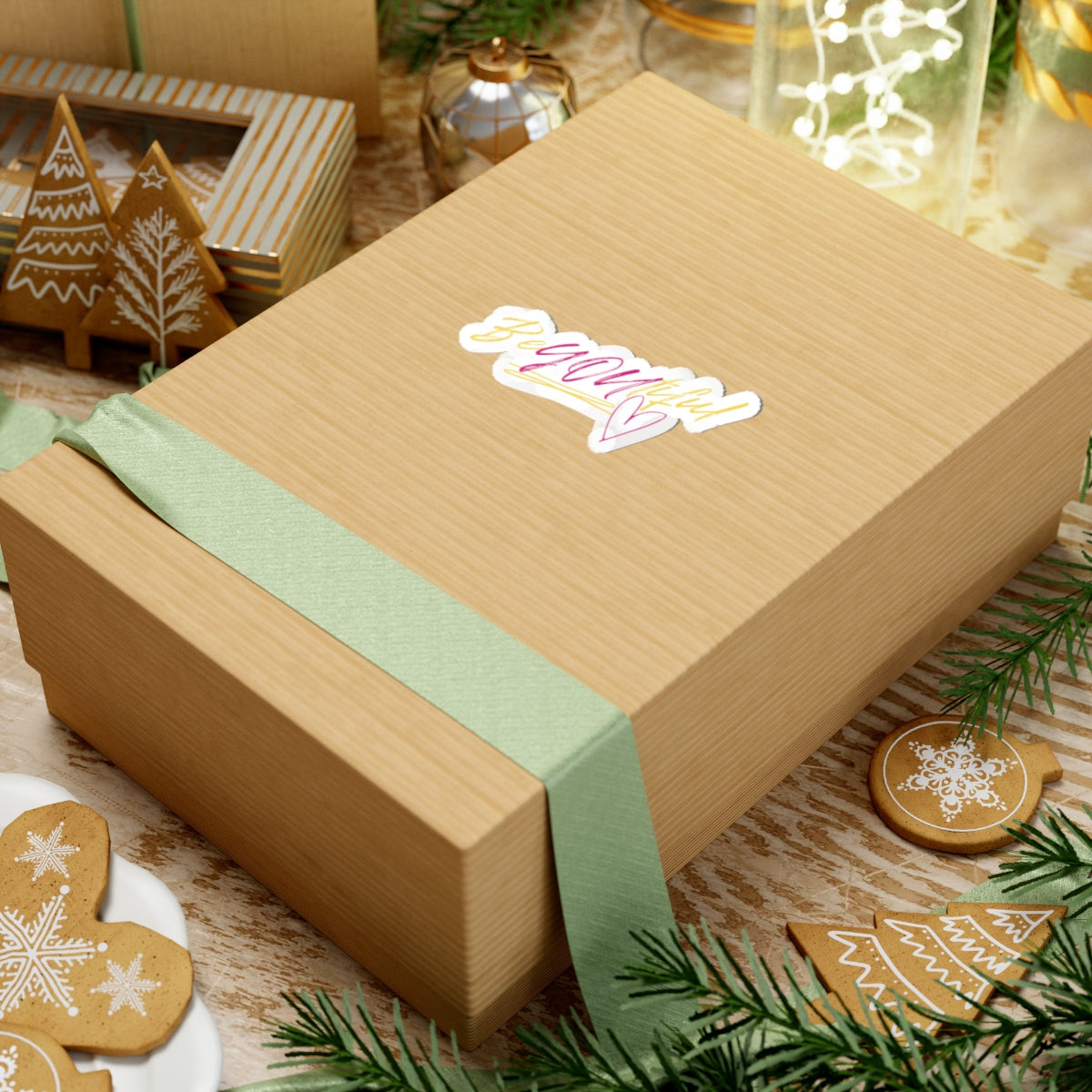 BeYOUtiful Kiss-Cut Stickers on a box