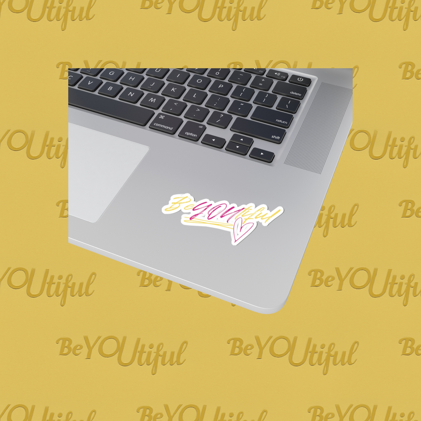 BeYOUtiful Kiss-Cut Stickers on a laptop