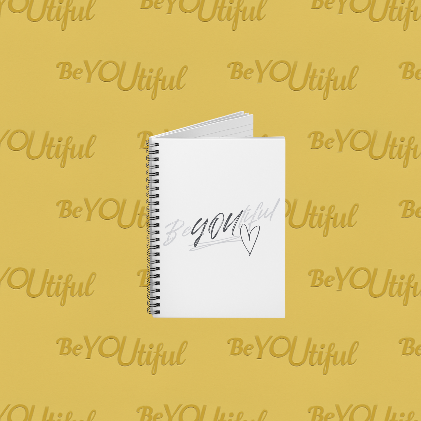 BeYOUtiful Spiral Notebook Black/Grey Logo Standing