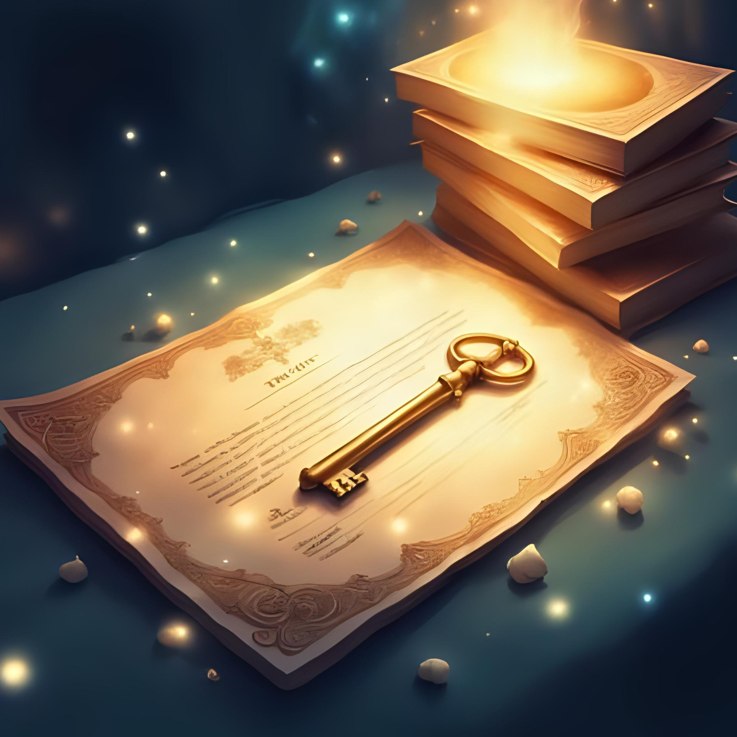 Golden Key laying on a birth certificate.