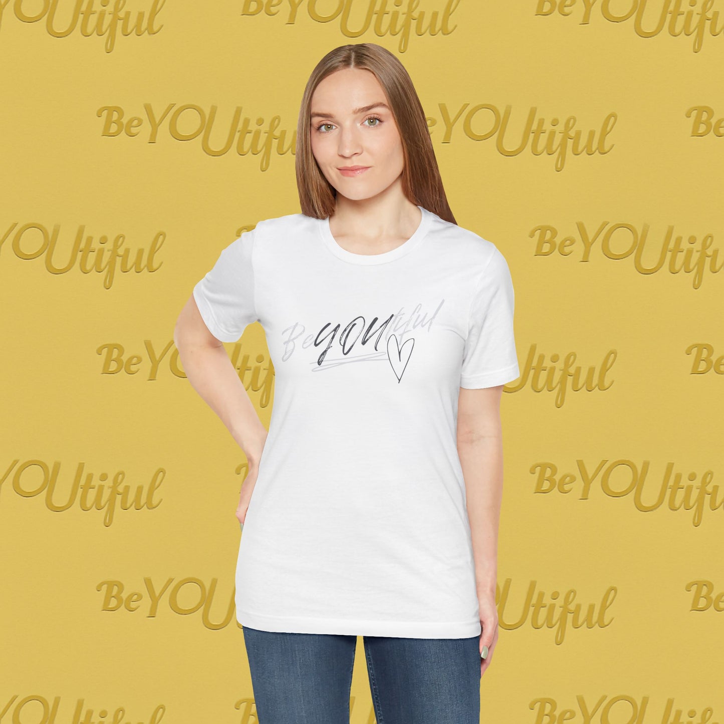 BeYOUtiful Signature Tee – Gray/Black Logo (Unisex), BeYOUtiful Shirt, Self-Love Tee, Inspirational Gift, Casual Wear, Everyday Comfort, Motivational T-shirt
