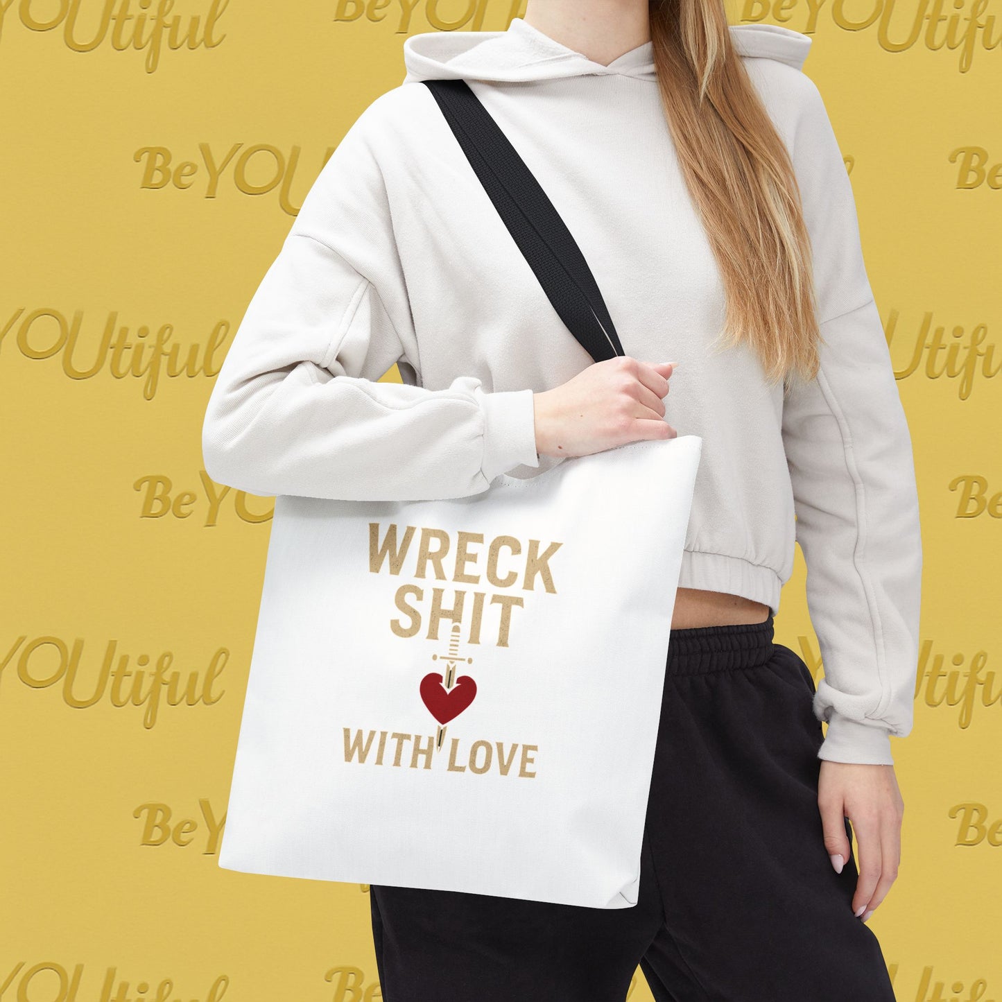 Wreck Shit With Love Inspirational Tote Bag - Wreck Shit With Love, Eco-Friendly Gift, Stylish Everyday Bag, Travel Tote, Summer Accessory