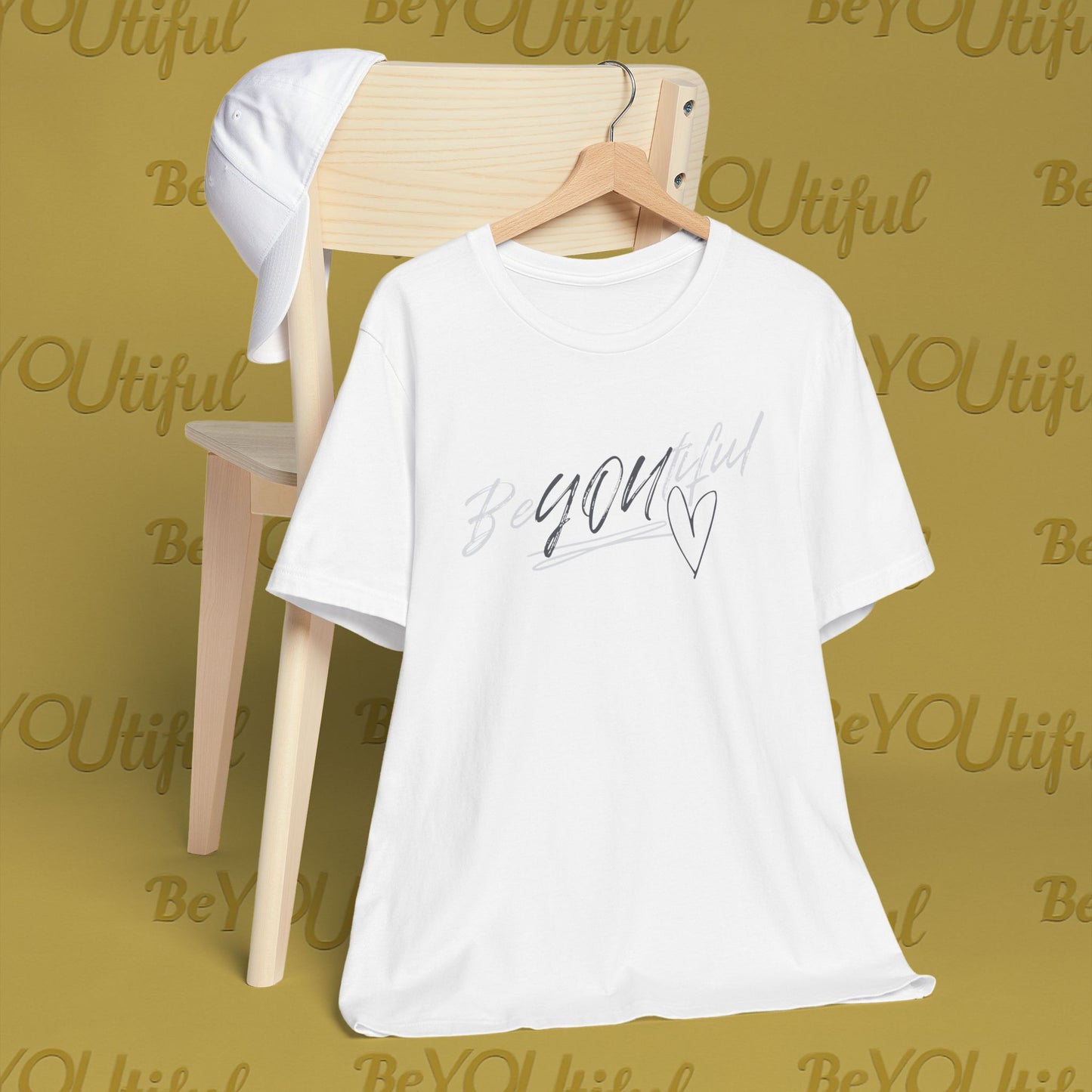 BeYOUtiful Signature Tee – Gray/Black Logo (Unisex), BeYOUtiful Shirt, Self-Love Tee, Inspirational Gift, Casual Wear, Everyday Comfort, Motivational T-shirt