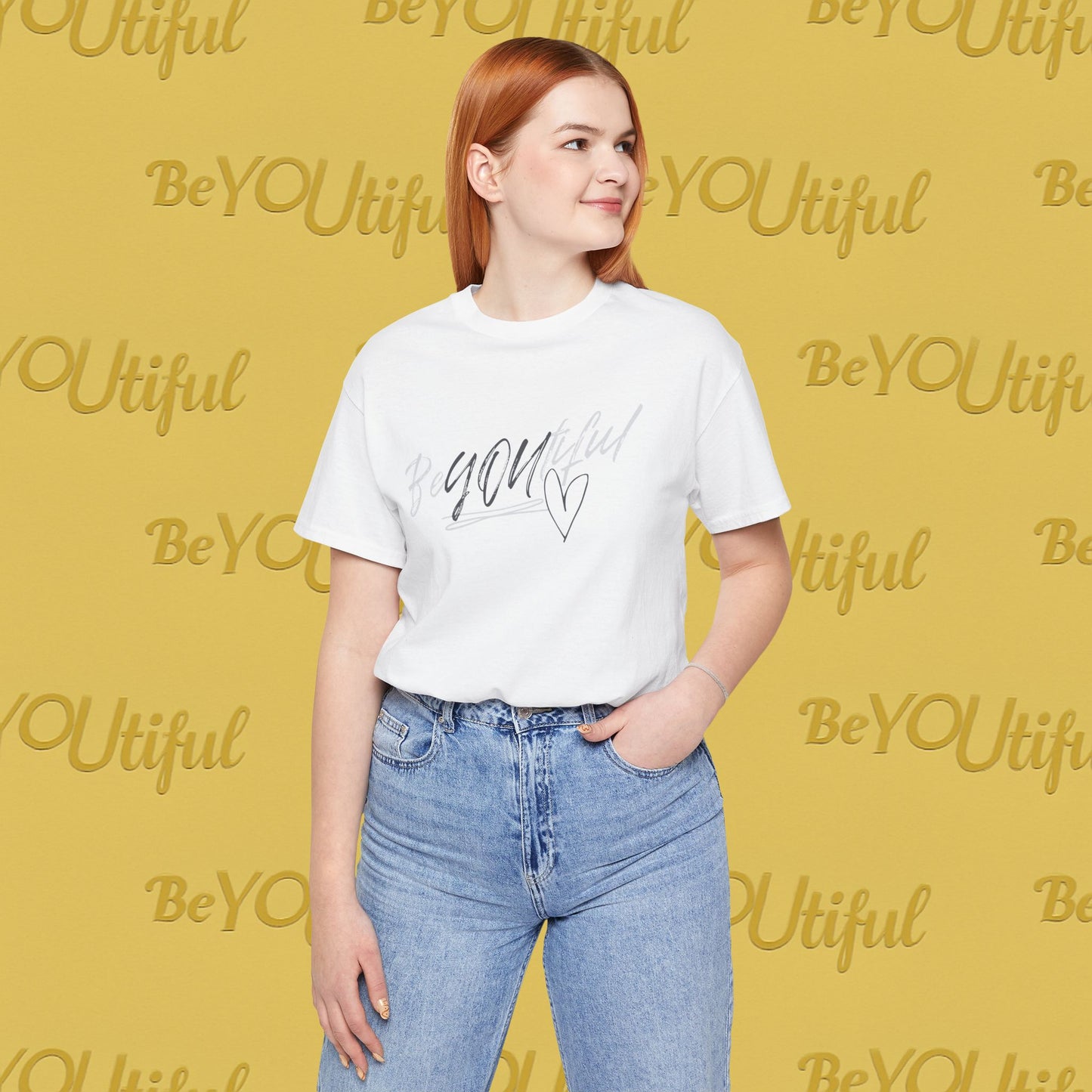 BeYOUtiful Signature Tee – Gray/Black Logo (Unisex), BeYOUtiful Shirt, Self-Love Tee, Inspirational Gift, Casual Wear, Everyday Comfort, Motivational T-shirt