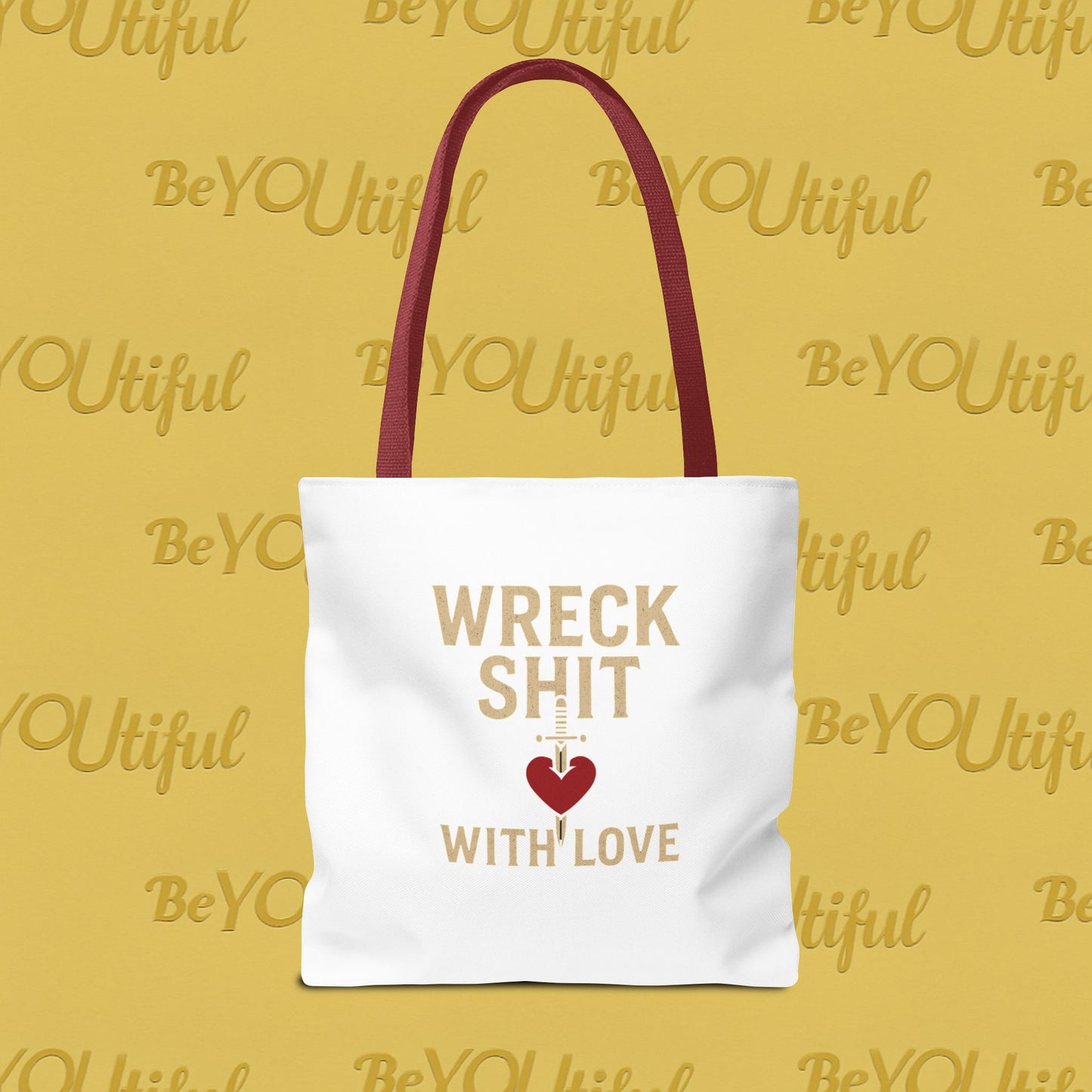 Wreck Shit With Love Inspirational Tote Bag - Wreck Shit With Love, Eco-Friendly Gift, Stylish Everyday Bag, Travel Tote, Summer Accessory