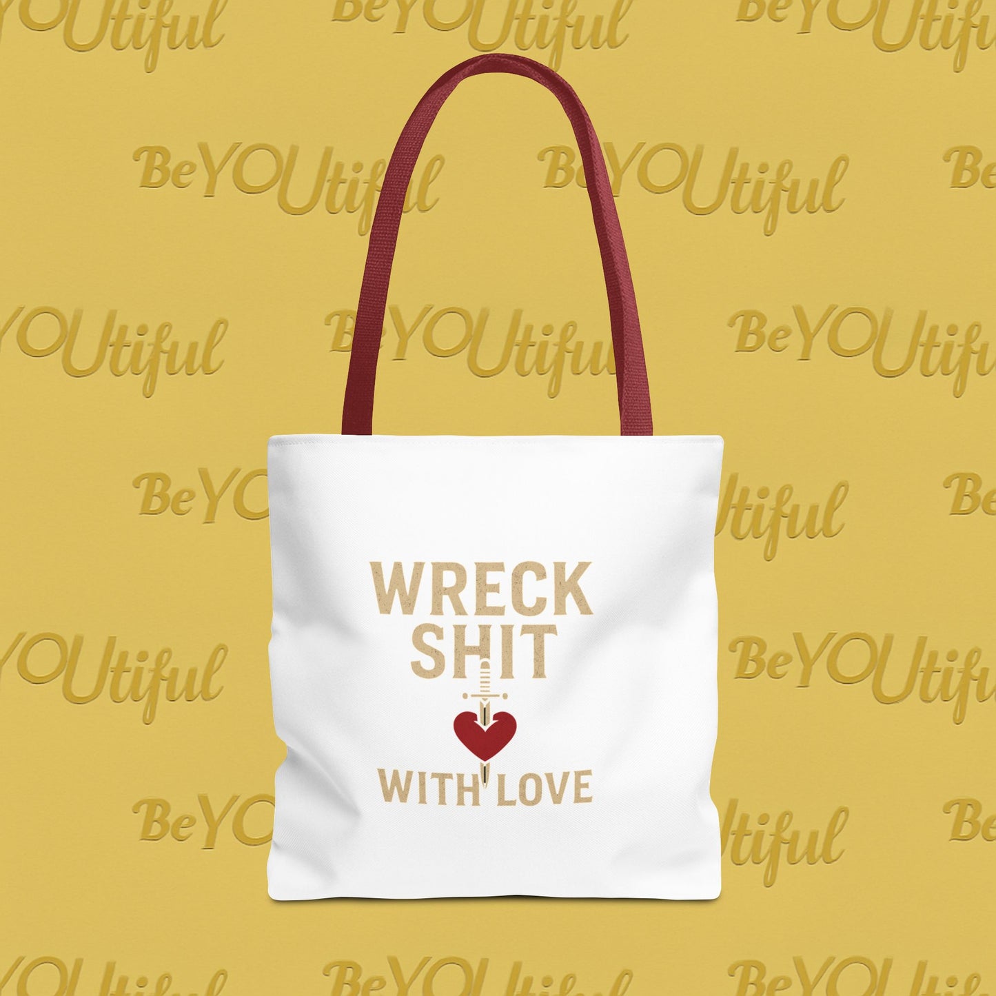 Wreck Shit With Love Inspirational Tote Bag - Wreck Shit With Love, Eco-Friendly Gift, Stylish Everyday Bag, Travel Tote, Summer Accessory