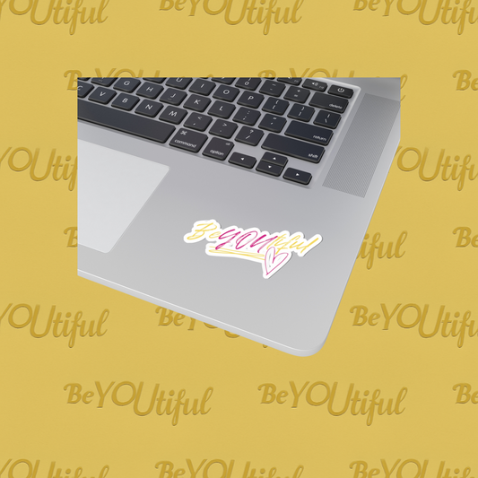 BeYOUtiful Kiss-Cut Stickers on a laptop