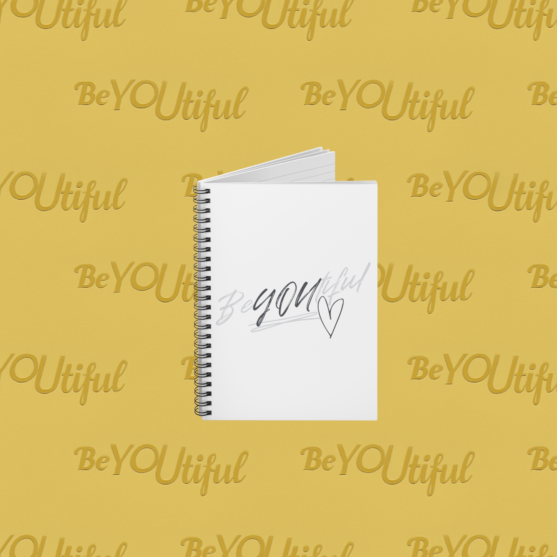 BeYOUtiful Spiral Notebook Black/Grey Logo Standing