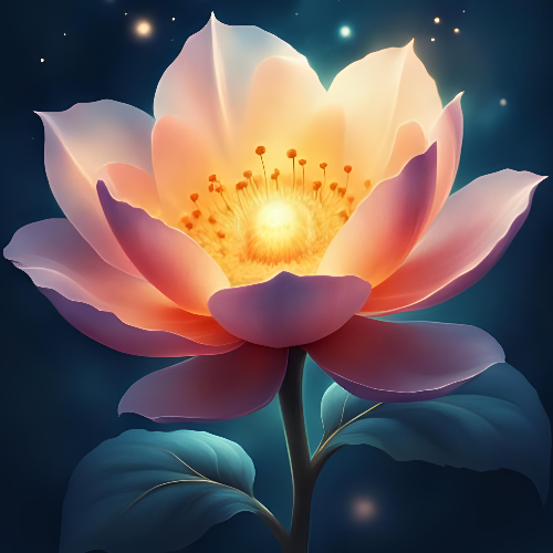 Glowing pink lotus flower against a dark background
